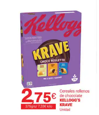 Supermercados Plaza Kellogg's Krave Cereales rellenos de chocolate Unidad 375grs oferta