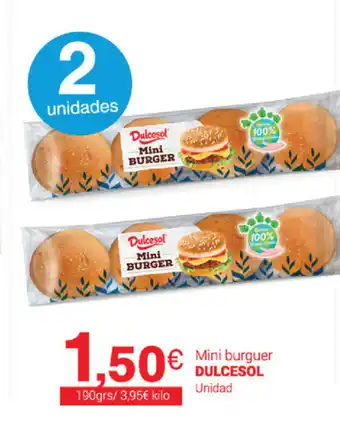 Dulcesol Mini burguer Unidad 190grs.