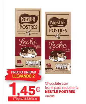 Supermercados Plaza Nestlé Postres Chocolate con leche para repostería Unidad 170grs oferta