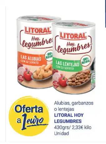 Supermercados Plaza Litoral Hoy Legumbres Alubias, garbanzos o lentejas 430grs/ Unidad oferta
