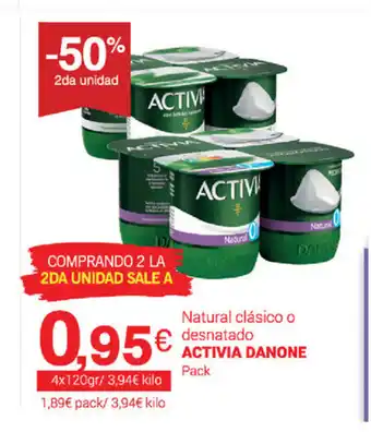 Supermercados Plaza Activia Danone Natural clásico o desnatado Pack 4 x 120gr oferta