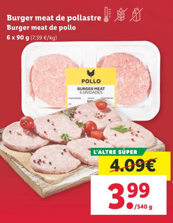 Lidl Burger meat de pollastre oferta