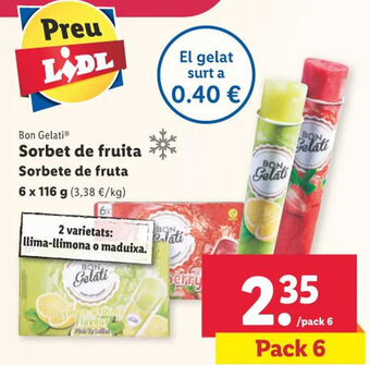 Lidl Bon Gelati Sorbete de fruta oferta