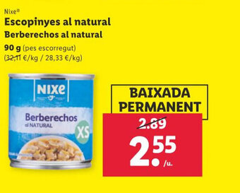 Lidl Nixe Escopinyes al natural oferta