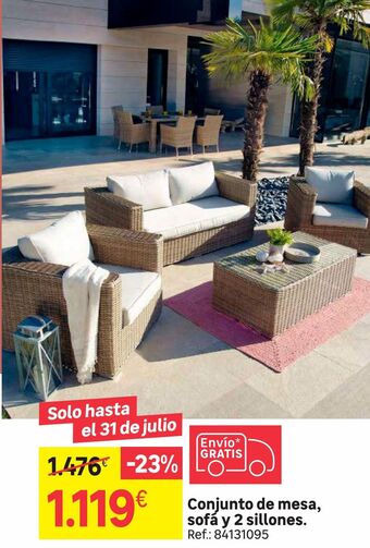 Leroy Merlin Conjunto de mesa sofa y 2 sillones oferta