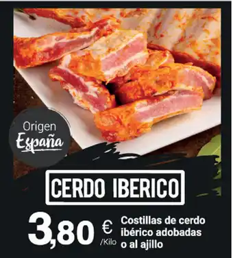 Supermercados Plaza Costillas de cerdo ibérico adobadas o al ajillo oferta