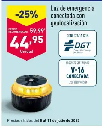 ALDI Luz de emergencia conectada con geolocalización oferta