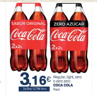 Supermercados Plaza Coca Cola Regular, light, zero, o zero zero Pack 2 x 2 lts. oferta