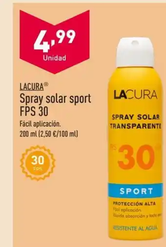 ALDI LACURAⓇ Spray solar sport FPS 30 oferta