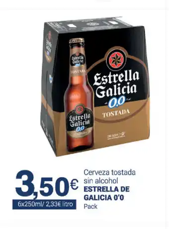 Supermercados Plaza Estrella De Galicia 0'0 Cerveza tostada sin alcohol Pack 6x250ml oferta