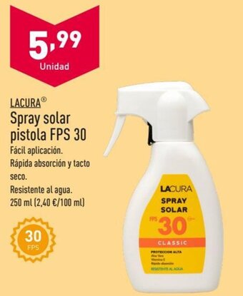ALDI LACURAⓇ Spray solar pistola FPS 30 oferta