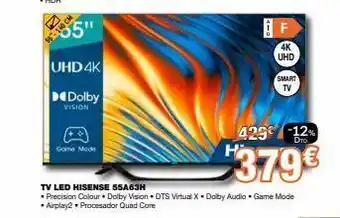 Expert 56-140 cm 55 uhd 4k dolby vision game mode tv led hisense 55a63h • precision colour dolby vision dts virtual x dolby a oferta