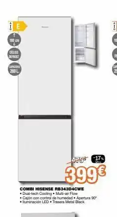 Expert E 180 cm ciclico defrost capacidad 269 l combi hisense rb343d4cwe • dual-tech cooling multi-air flow • cajón con contro oferta