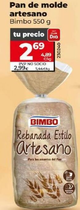 Dia Pan de molde bimbo oferta