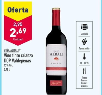 ALDI VIÑA ALBALIⓇ Vino tinto crianza DOP Valdepeñas oferta