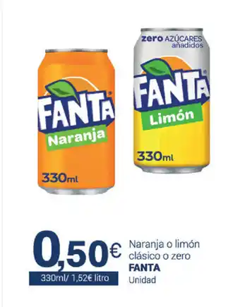 Supermercados Plaza Fanta Naranja o limón clásico o zero Unidad 330ml oferta