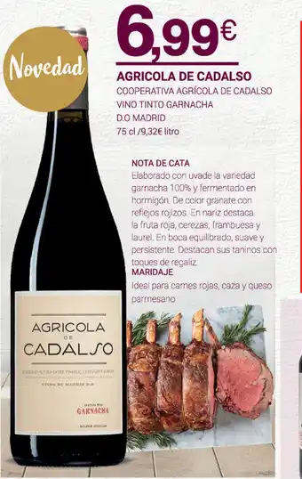 Supermercados Plaza Agricola De Cadalso Cooperativa Agrícola De Cadalso Vino Tinto Garnacha D.O. Madrid 75cl oferta