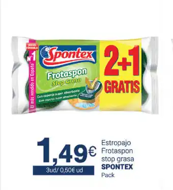 Supermercados Plaza Spontex Estropajo Frotaspon stop grasa Pack 3 ud oferta