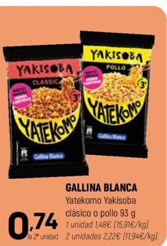 Coviran GALLINA BLANCA Yatekomo Yakisoba clásico o pollo oferta