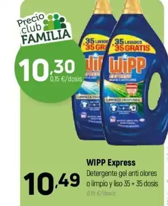 Coviran WIPP Express Detergente gel anti olores o limpio y liso 35+ 35 dosis oferta