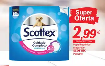 Supermercados Plaza Scottex Papel higiénico megarollo Paquete 90 lav oferta