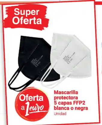 Supermercados Plaza Mascarilla protectora 5 capas FFP2 blanca o negra oferta