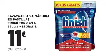 El Corte Inglés LAVAVAJILLAS A MÁQUINA EN PASTILLAS FINISH TODO EN 1. oferta