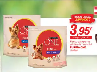 Supermercados Plaza Purina One Pienso para perros adultos de raza mini Unidad 1.5kgs. oferta