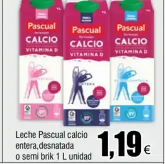 FROIZ Leche Pascual calcio entera, desnatada o semi brik 1 L unidad oferta