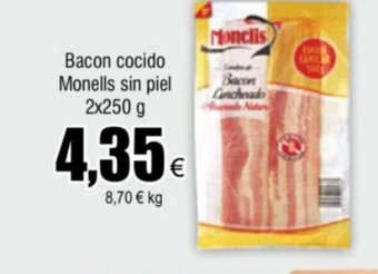 Bacon cocido Monells sin piel 2x250 g