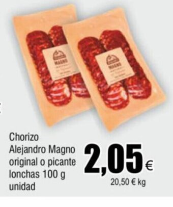FROIZ Chorizo Alejandro Magno original o picante lonchas 100 g unidad oferta