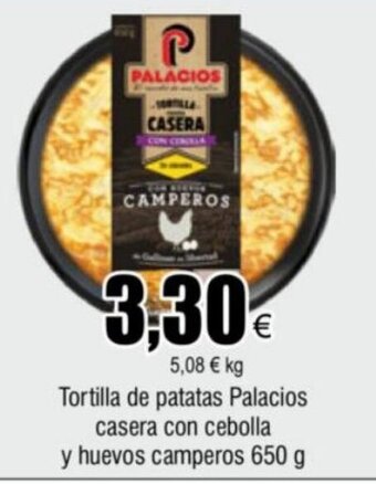 FROIZ Tortilla de patatas Palacios casera con cebolla y huevos camperos 650 g oferta