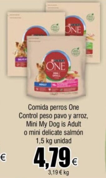 FROIZ Comida perros One Control peso pavo y arroz, Mini My Dog is Adult o mini delicate salmón 1,5 kg unidad oferta