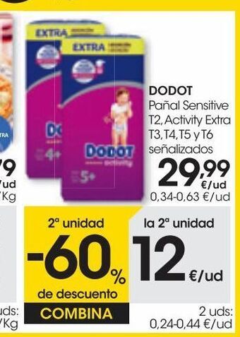 Eroski Dodot pañal activity extra t4 52 uds oferta