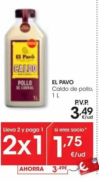 Eroski El pavo caldo de pollo 1 l oferta