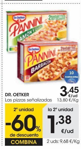 Eroski Dr. oetker pannini de jamón y queso 250 g oferta