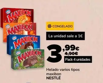 Supeco Helado varios tipos maxibon nestle oferta