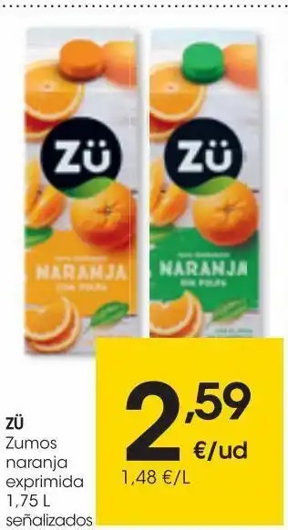 Eroski Zü zumo de naranja exprimida con pulpa 1,75 l oferta