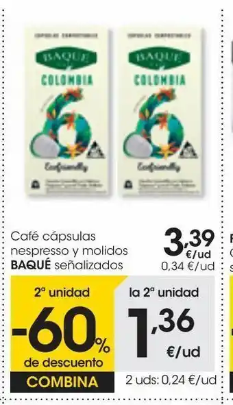Eroski Baque café colombia compostable intensidad 6 10 uds oferta