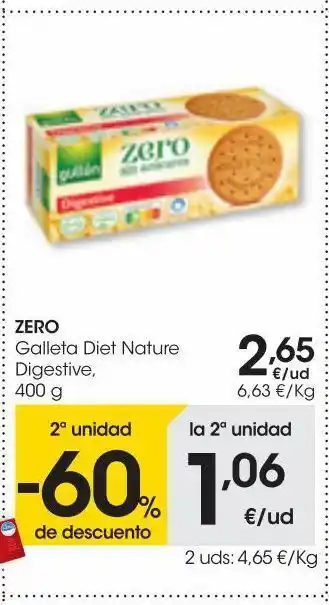 Eroski Zero galleta diet nature digestive zero 400 g oferta
