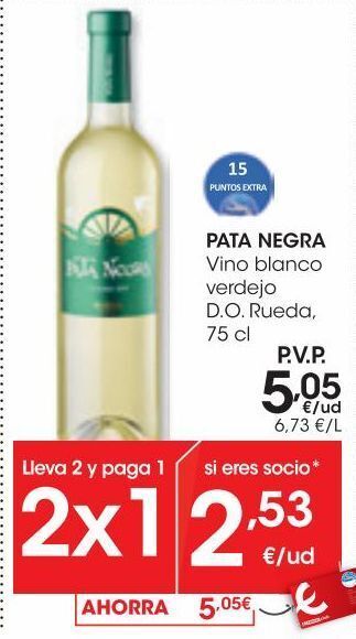 Eroski Pata negra vino blanco verdejo d.o. rueda 0,75 l oferta