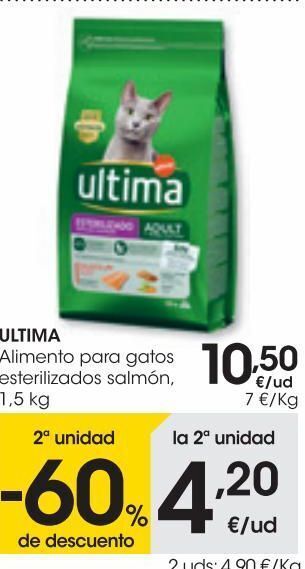 Eroski Ultima alimento para gatos esterilizados salmón 1,5 kg oferta