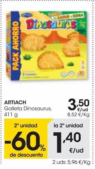 Eroski Artiach galleta dinosaurus 411 g oferta
