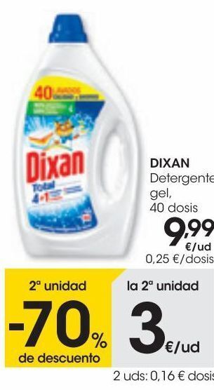 Eroski Dixan detergente gel 40do oferta