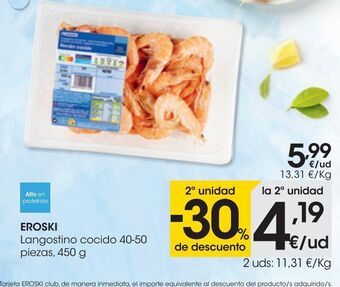 Eroski Eroski langostino cocido 40-50 piezas 450 g oferta
