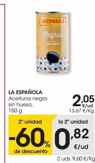 Eroski La española aceituna negra sin hueso 150 g oferta
