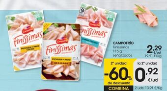 Eroski Campofrío pechuga de pavo finissimas 115 g oferta