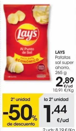 Eroski Lays patatas sal super ahorro 265 g oferta