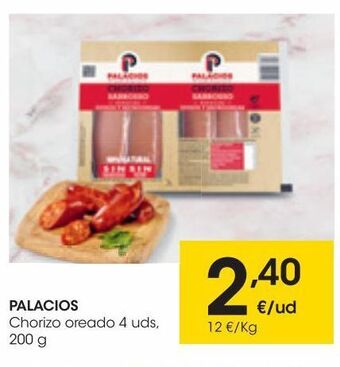 Palacios chorizo oreado 4 uds 200 g