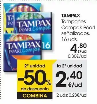 Eroski Tampones compak pearl regular 16 uds tampax oferta
